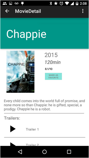 Screen showing details from a individual film