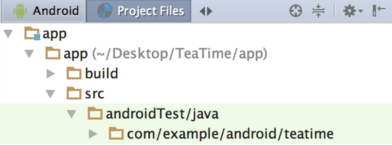 Instrumented Tests are always found in the androidTest/java folder
