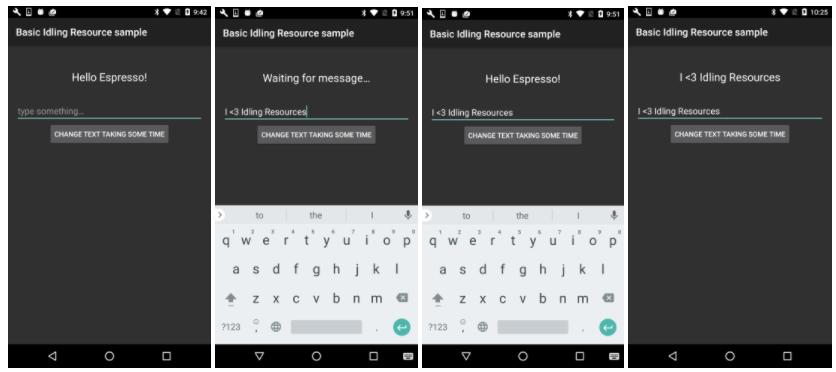 Type in EditText field > Click button > Delay message > TextView displays typed message