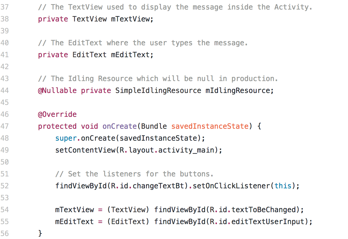 MainActivity.java - Declare variables and onCreate()