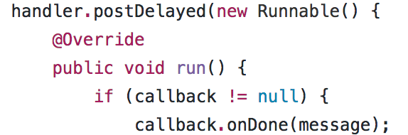 The Runnable executes a callback