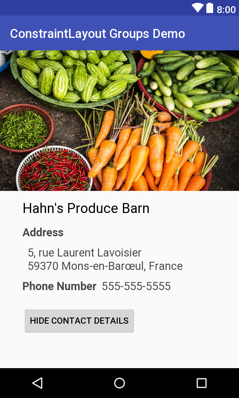 Design View of a Groups Example