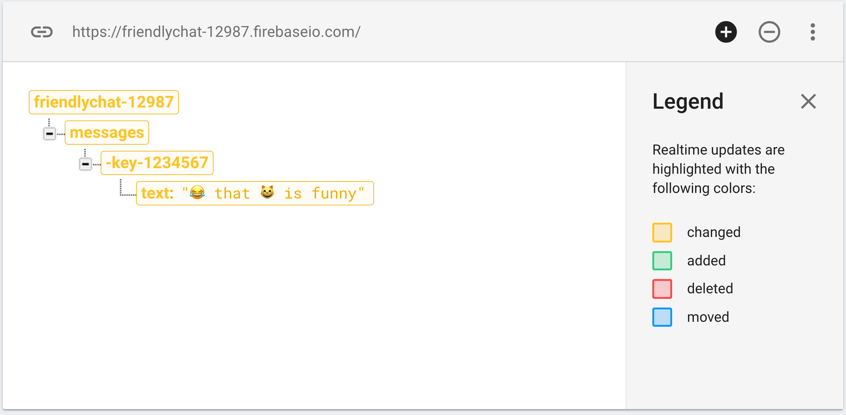 Firebase console - Changed chat message **after** emojify function triggered