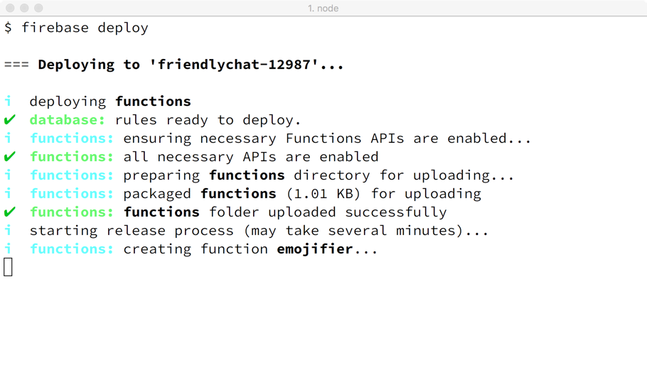 You'll see output similar to above when running `firebase deploy`