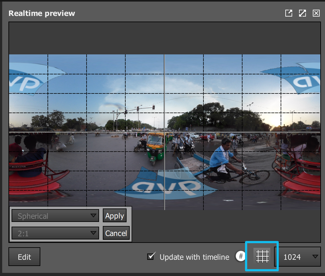 Turn on the grid for a more accurate horizon alignment.