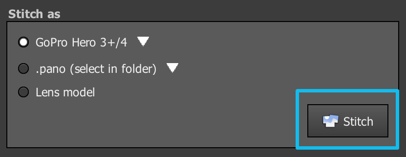 Click the Stitch button to run the stitching algorithm.