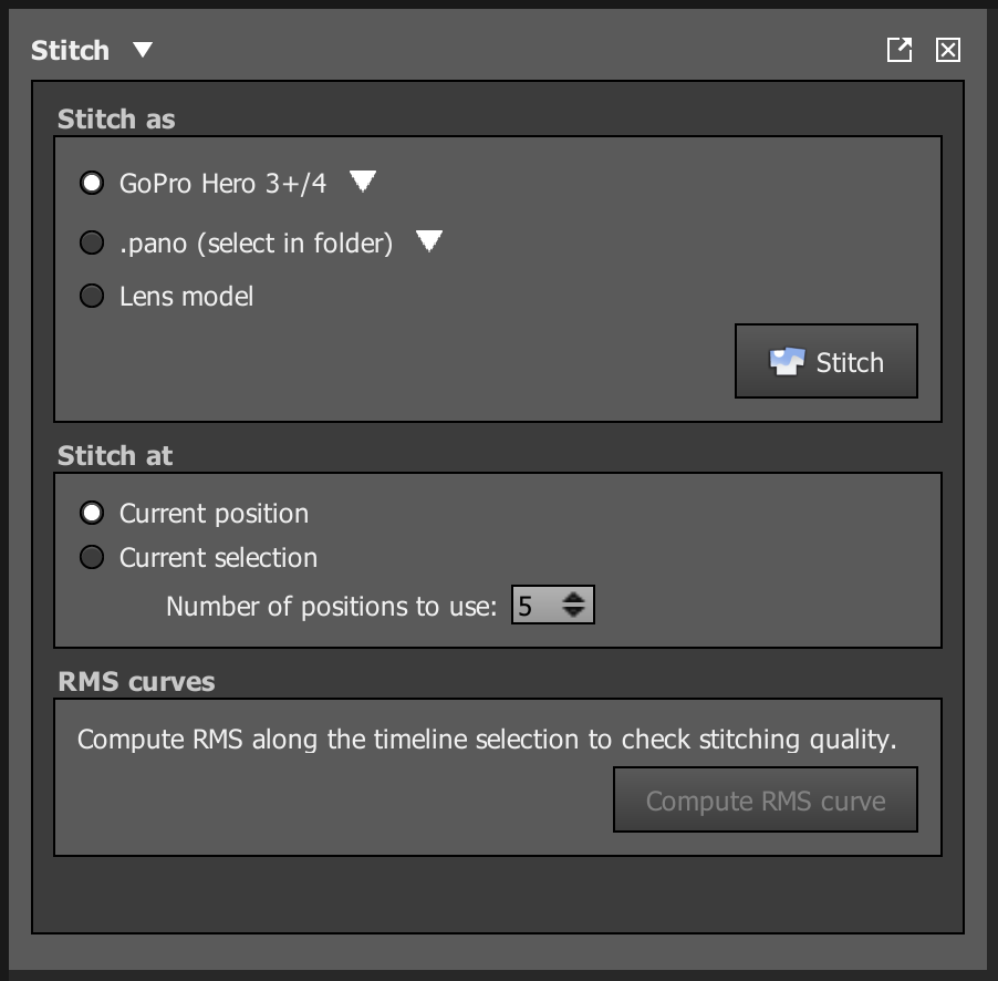 There are several stitching options available in Autopano Video.