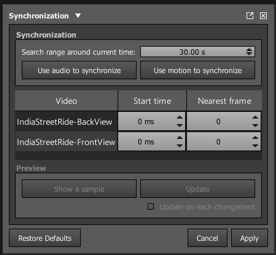 Sync options