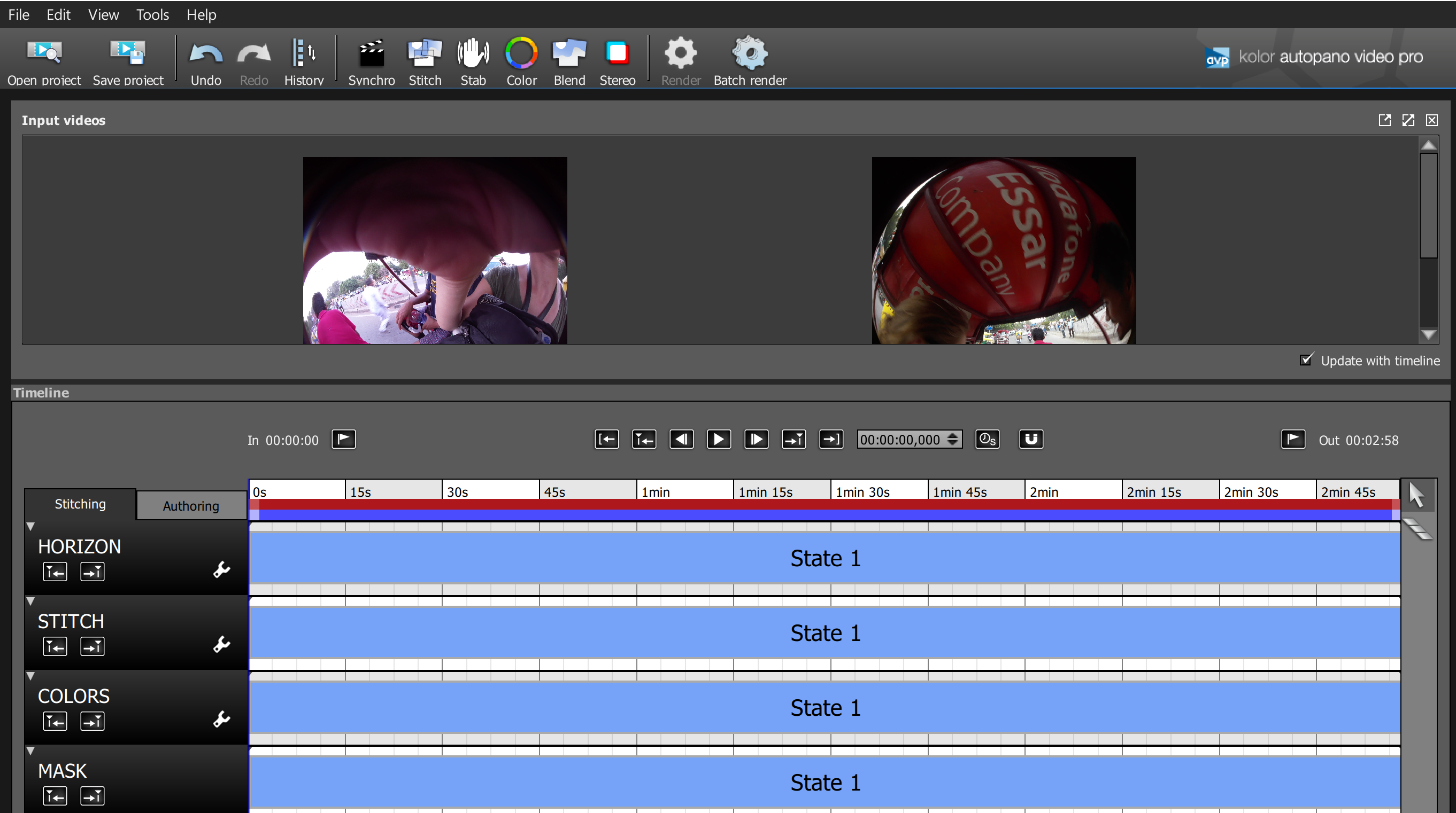 After dragging in the files, Autopano should look like this.