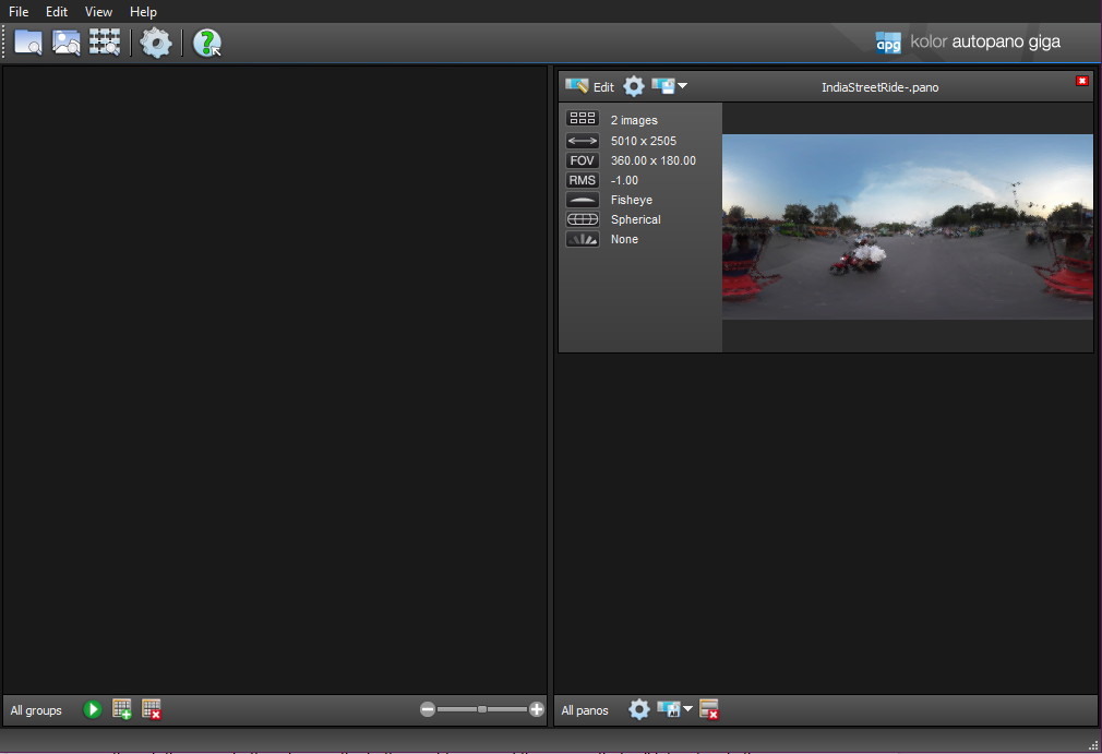 The main Autopano Giga interface