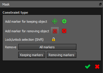 The mask options window allows you to switch your selected masking tool