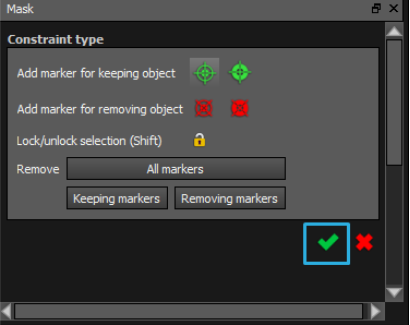 Click the green arrow to confirm your mask changes