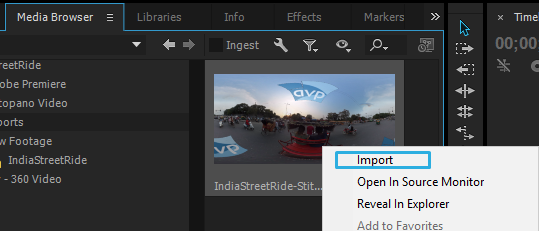 Import your footage into your project by right-clicking on it and selecting “Import”