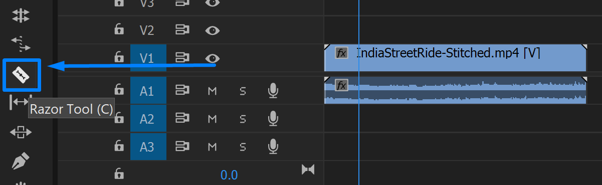 You can split clips into two parts using the Razor tool.