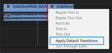 Right-click on the edges of a clip to apply a quick fade-in, fade-out, or cross-dissolve